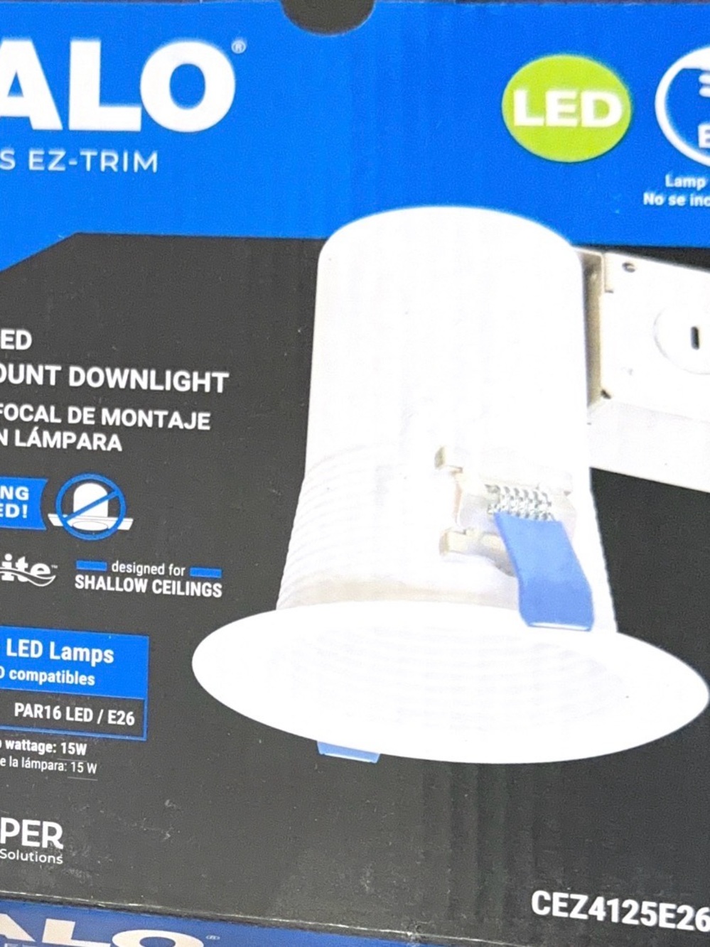 4 Inch Canless EZ-Trim, E26 Base, White Flange, White Baffle Trim, IC Rated